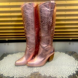 GB Tall Pink Western Leather Boots